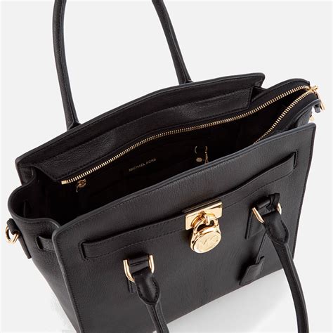 michael kors large satchel black leather|Michael Kors leather satchel large.